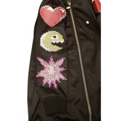 Philipp Plein Black Arcade Pac-man Heart Rhinestones Long Jacket size S