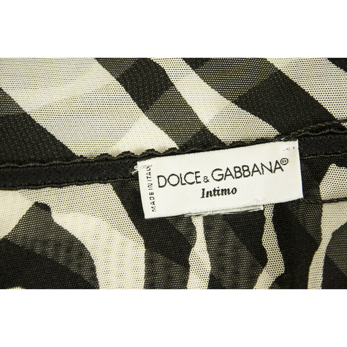 Dolce & Gabbana Intimo D&G Black % White Zebra Sheer Short Sleeve Top