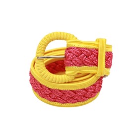 Stephan Janson Pink &amp; Yellow Braided Rope Viscose Women&#039;s Waist BELT size 44