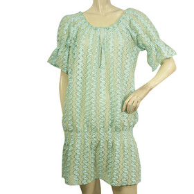 Melissa Odabash Blue Shiny Short Sleeves Cover Up Mini Summer Dress one size