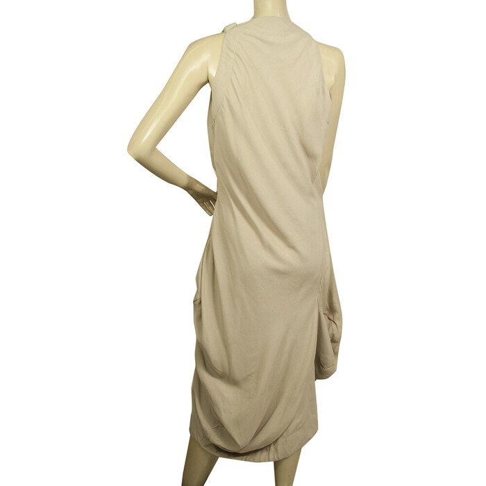 Vivienne Westwood Cream Draped Asymmetric V neckline Calf Length Dress size 44