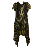 Zadig & Voltaire Rool Shiny Black Gold Asymmetric Handkerchief dress size L