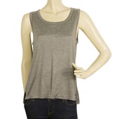 Fine Collection Ladies Gray 100% Silk Basic Tank Top Sleeveless T-Shirt sz M