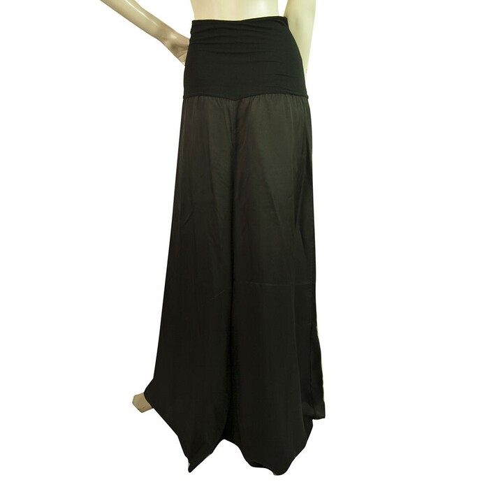 Masnada Black Elasticated Waist Wide Leg Palazzo Trousers Pants size 40