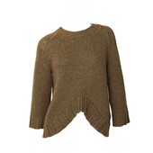 Theyskens' Theory Olive Green Alpaca Merino Wool Blend Knit Sweater Top size P