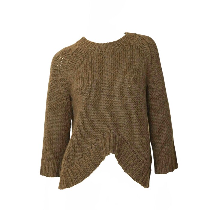 Theyskens' Theory Olive Green Alpaca Merino Wool Blend Knit Sweater Top size P