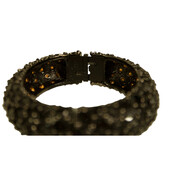 KENNETH JAY LANE Women's wide hinge black crystal rhinestone cabochon bracelet