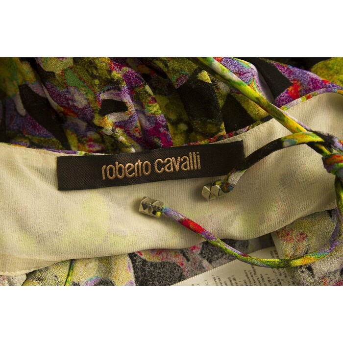 Roberto Cavalli Floral 100% Silk Multicolor Cami Top Sleeveless Blouse size 38