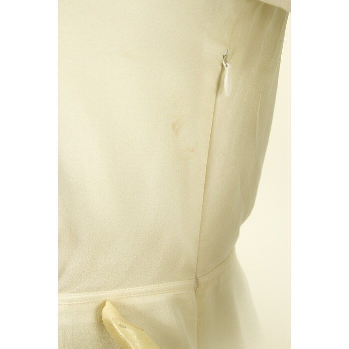 Burberry Cream Zipper Front Fitted Waist Long Sleeve Blouse Top size UK 8, US 6