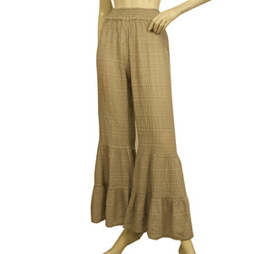 Christian Zen Beige w. Gold Shine Ruffled Pants Summer Trousers