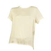 Majestic Filatures Ivory Cotton Cashmere Silk Top Short Sleeve Blouse Size 1