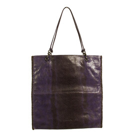 PRADA mini handbag tote bag in lizard embossed purple leather with double handles