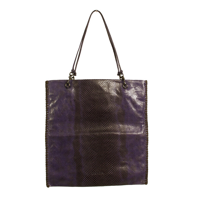 PRADA mini handbag tote bag in lizard embossed purple leather with double handles