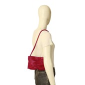 Gianfranco Ferre Red Leather Draped Pleated Shoulder Bag Small Handbag