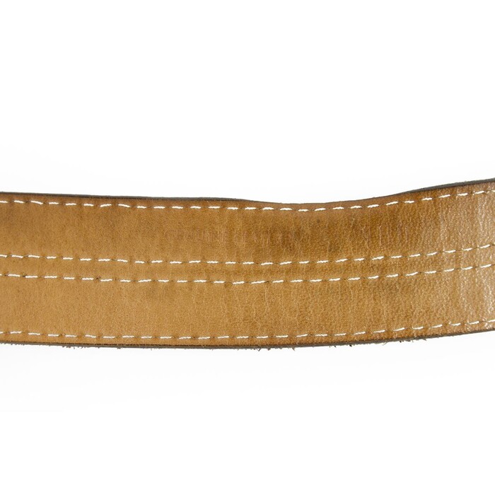 Paul & Shark Brown Men's Leather Belt w. Contrast White Stitching