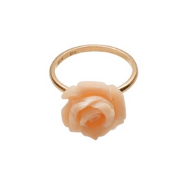 LITO 18K rose gold &quot;I Do&quot; #7 ring with Coral rose