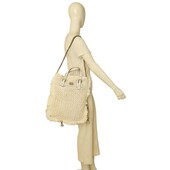 Dolce & Gabbana White crochet raffia and leather hobo bag with chains