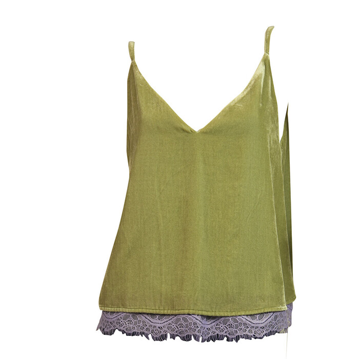 Scotch & Soda Green Velvet Purple Lace Sleeveless Camisole cami Top Size XS