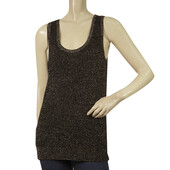 Michael by Michael Kors Black Glittery Sheer Back Sleeveless Tank Top size L