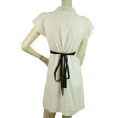 BCBG Max Azria White Broderie V Neckline Black Belt Mini Length Dress size XS