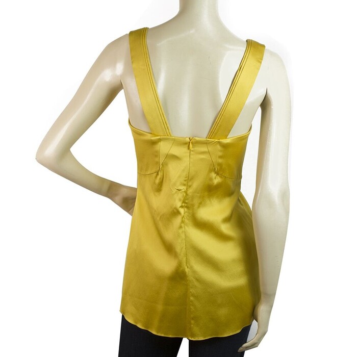 Jasmine de Milo Yellow Silk Pleated Tank Vest Sleeveless Top sz UK 10, US 6