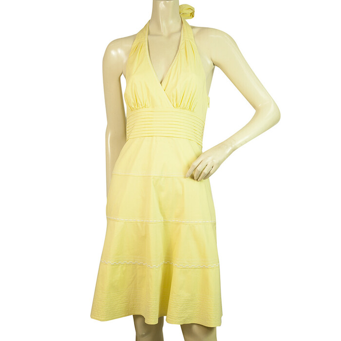 BCBG Max Azria Yellow Halter Neckline Sleeveless Mini Length Dress size 0