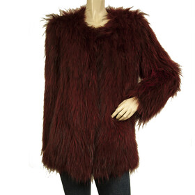 Sunrise 100% Raton Laveur Racoon Deep Red Fur Collarless Jacket Coat size M