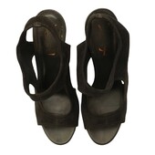 Yves Saint Laurent YSL black Suede Sandals platform Slingback Heels size 40