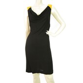 Jay Godfrey Cut Out Black Yellow Draped Sleeveless Mini Cocktail Dress size 4