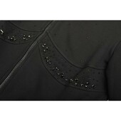 Zini Boutique Black Cotton Beaded Lightweight Cardigan Jacket w. Zipper sz 40