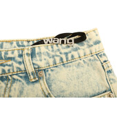 Alexander Wang Blue Denim Jeans Crystal Logo Strap Raw Cut Shorts size L