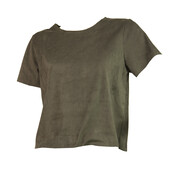 Philosophy Gray Faux Suede Round Neckline T-Shirt Top Size S