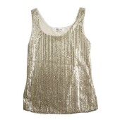 Iconology Fully Sequined Silver Metallic Sequins Tank Vest Sleeveless Top