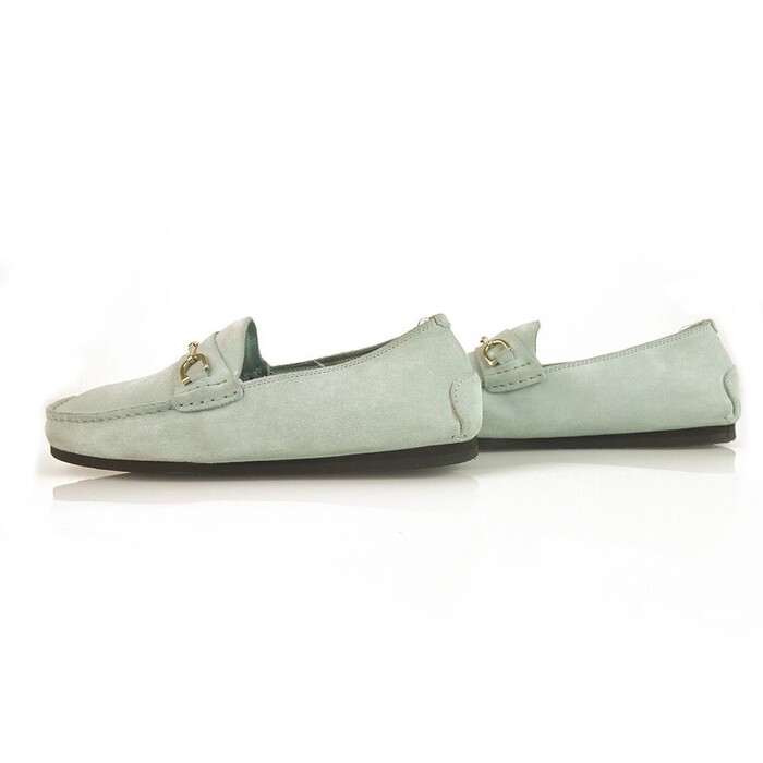 GUCCI Light blue suede leather silver tone HW moccasins loafers flat shoes 36.5 C