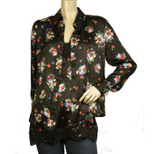 Dondup Black Floral Lace Silk Sleeveless Camisole Cami Shirt sz 42