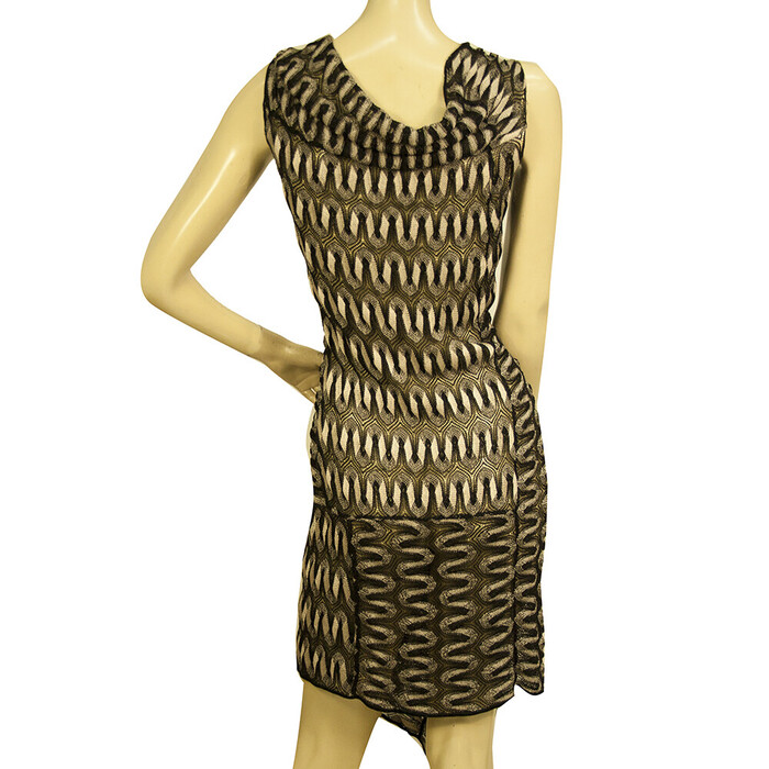 Missoni Black & Silver Sleeveless Zig Zag Knitted Mini Sheer dress size 40