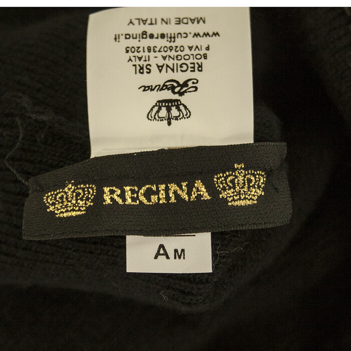 Regina Italy Black Knit Gold Sequins "Rebel" Warm Beanie Winter Hat