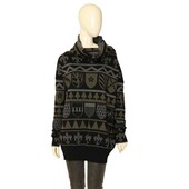 Stella McCartney Black Gray Cashmere Knit Cowl Neck Medieval Sweater Top size 38