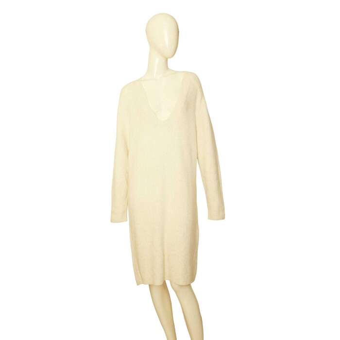 Hunkydory Juliette White Wool Knit Jumper Sweater Dress size S