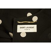 Saint Laurent black viscose long-sleeve polka-dot Crêpe mini dress