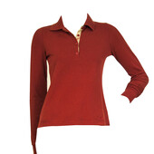 Burberry Red Cotton Long Sleeve Classic Polo neck T- Shirt top size XS