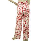 MSGM Milano Red & White Zebra Print Viscose Wide Leg Trousers Pants size 40