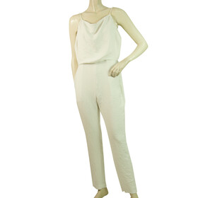 IRO Hatford Ivory White Silky Open Back Overall Jumpsuit Pants size 38