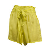 Nisw Yellow Bermuda Paperbag Shorts w. Belt Summer Holiday - Size M