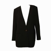 Pinko Women's Black Collarless Jacket Pleated Back Single Button Blazer 40 FR