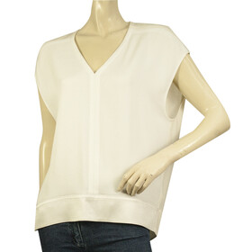 Helmut Lang White Sleeveless Longer at the Back V- Neckline Blouse Top Size S /P