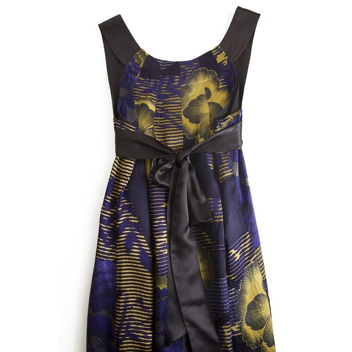 Ted Baker Blue & Yellow Floral Sleeveless Knee Length Silk Dress size 2