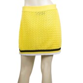 Philipp Plein Yellow Cable Knit Cotton Mini Skirt Skull Black & White Stripes M