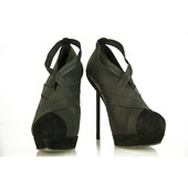 Yves Saint Laurent YSL black elasticated fabric & suede platform booties 40