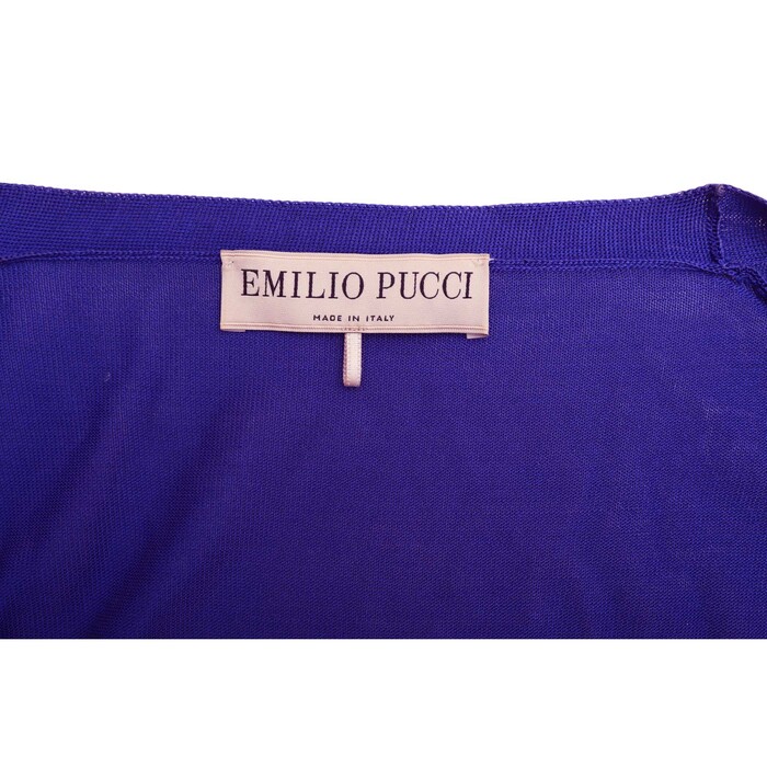 Emilio Pucci Blue Virgin Wool Knit & Lace Open front Cardigan Cardi